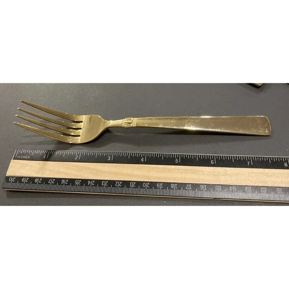 Reed & Barton Sanderling Set Of 6 Dinner Forks Korea Gold Electroplate Stainless